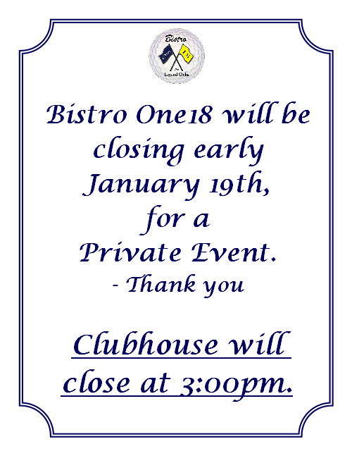 Bistro Closing Early 1 19 19